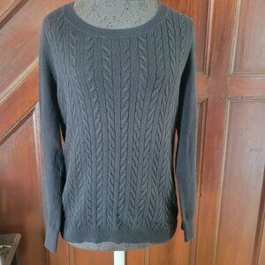 Talbots Cable Knit Black Sweater Lp Womens Petite